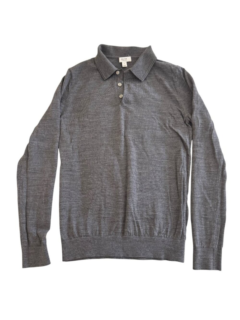 Reiss Trafford Wool Polo Shirt in Mid Grey Melange